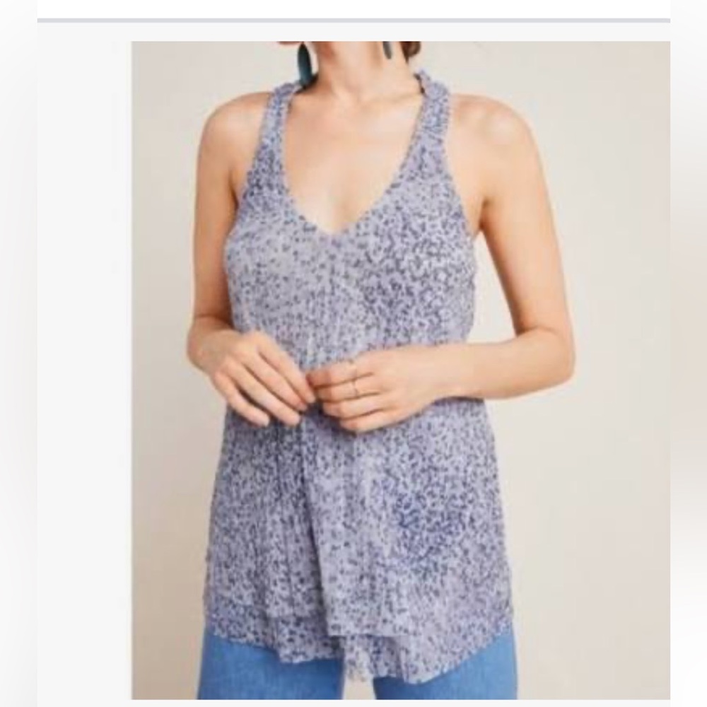 NWT Anthropologie shimmer metallic layered print sleeveless top